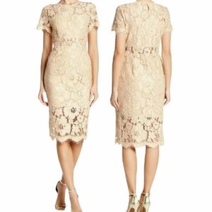 NSR Revolve Lace Midi Dress Shift Nude Tan Blush L